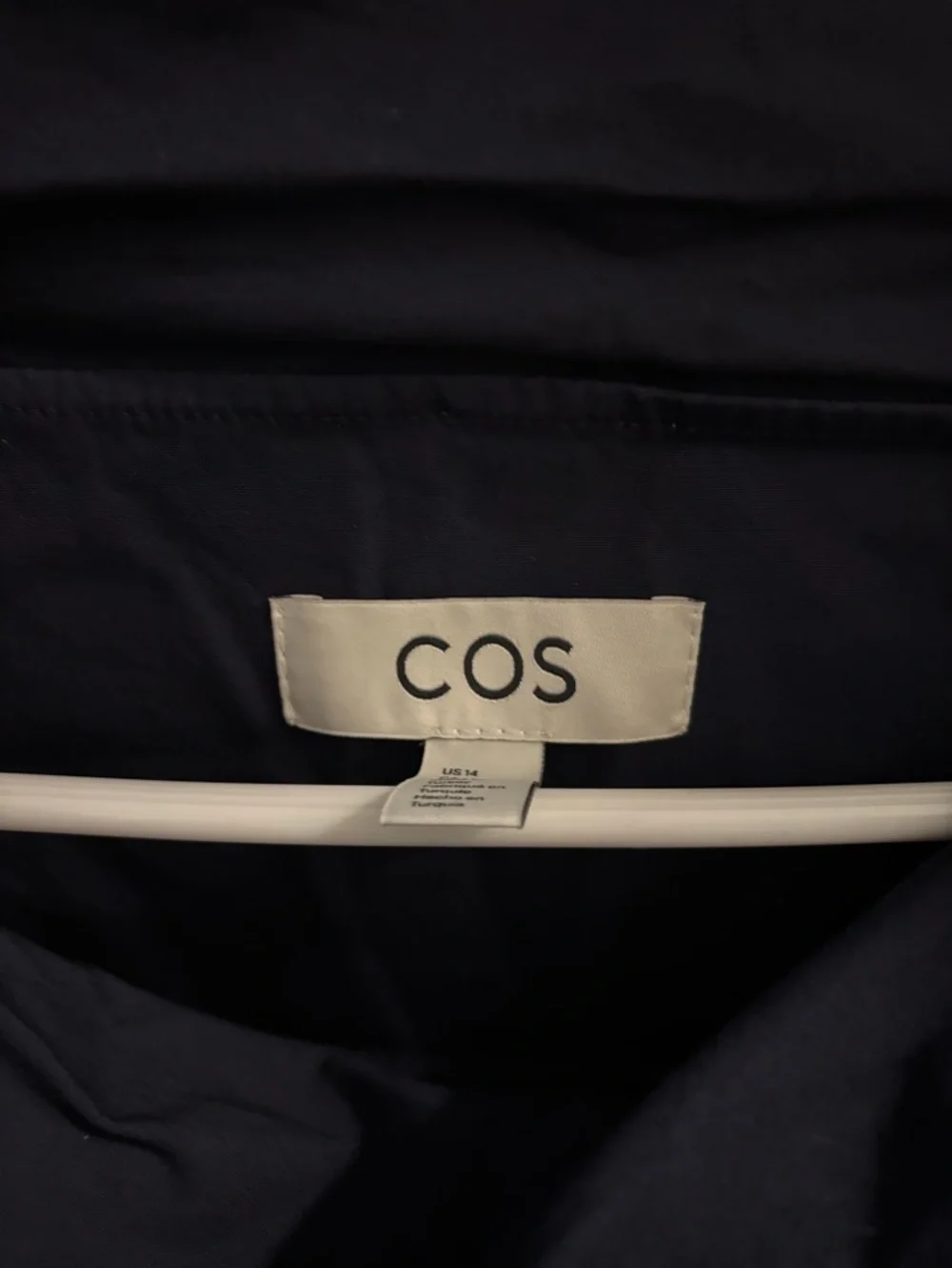 COS Navy Funnel-Neck Short-Sleeve Shirt - Picture 2 of 4